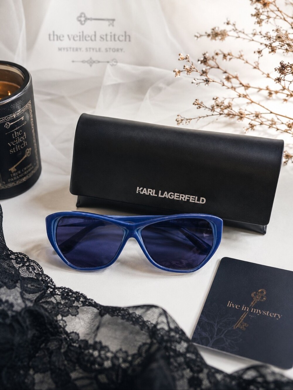 Karl Lagerfeld KL6103S Blue Cat Eye Sunglasses NWT w/ Case Retro Designer UV